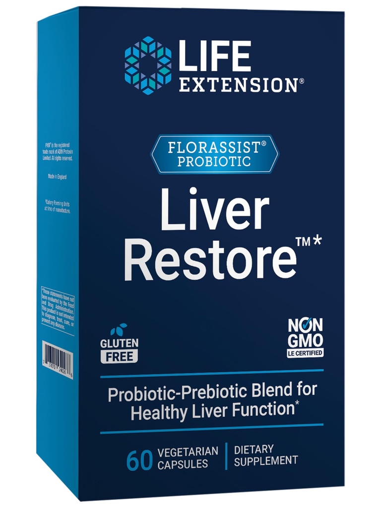 Life Extension FLORASSIST® Liver Restore™, Liver Health probiotics, prebiotics, Liver Support, Healthy Liver enzymes, Gluten-Free, Non-GMO, Vegetarian, 60 Capsules