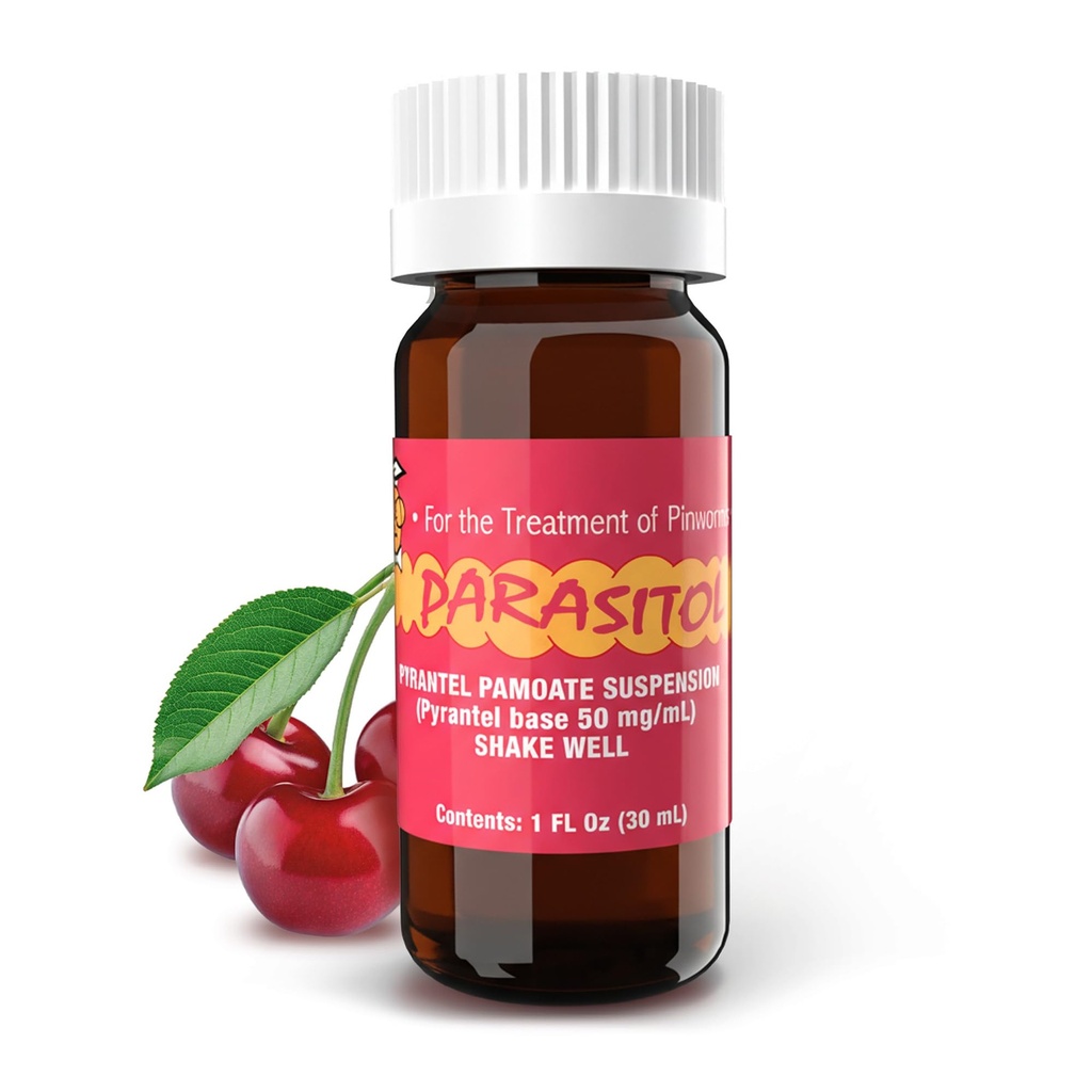 PARASITOL Pinworm Medicine pour la famille.Formule efficace de déverrouillage avec pamoate de pyrantel, soulagement rapide pour tous les âges, forme liquide facile, sûr et doux, déverrouillage humain pour tous les parasites, 1 Fl Oz, 1-Pack