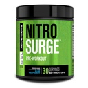 Supplément de pré-entraînement Jacked Factory NITROSURGE - Energy Booster, Instant Strength Gains, Clear Focus & Pompes Intenses - NO Booster & Powerful Preworkout Poudre d'énergie - 30 portions, Blue Raspberry