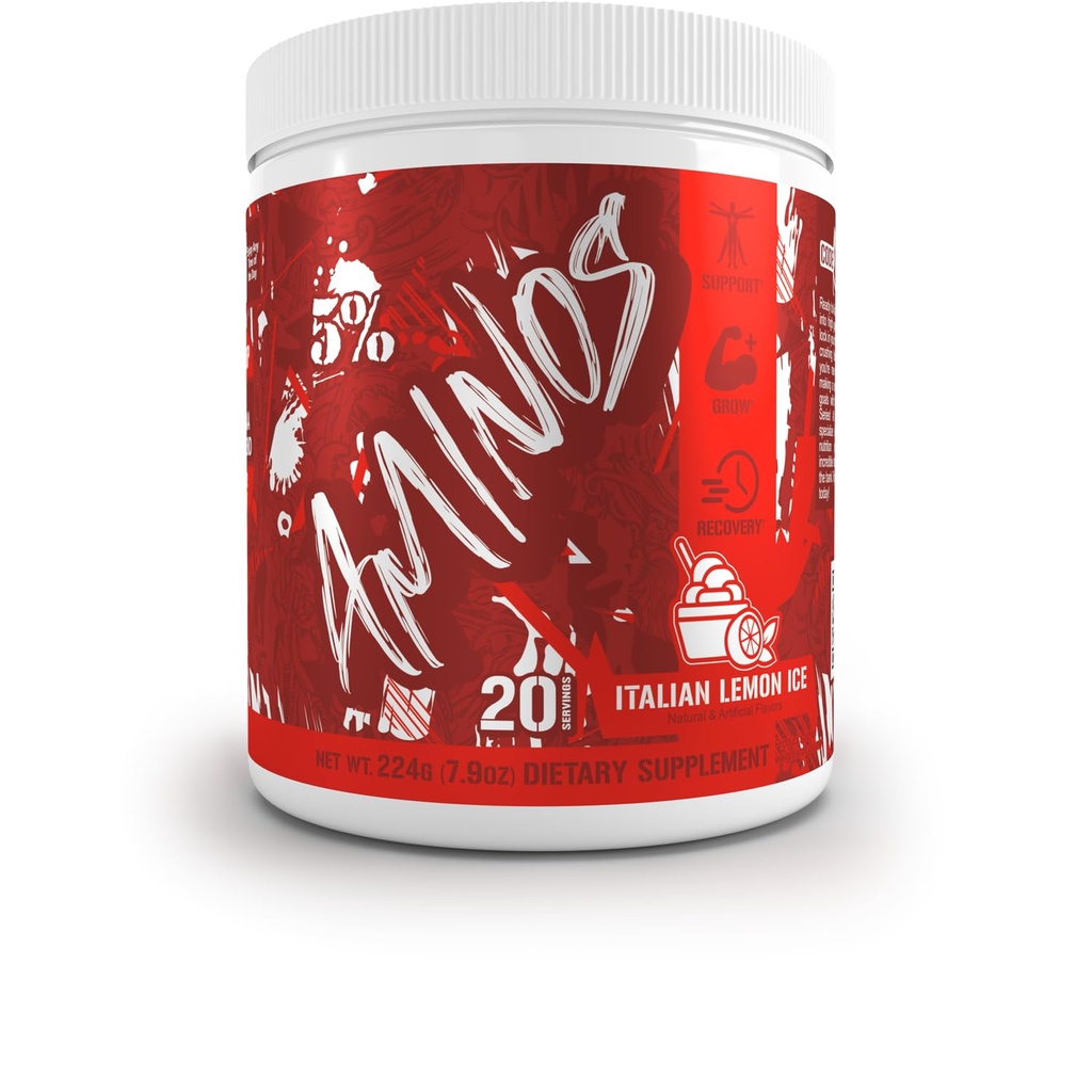 5 % Code nutritionnel Aminos rouges BCAA & EAA Recovery Powder (Full Spectrum Essential Amino Acid Complex pour hommes et femmes)