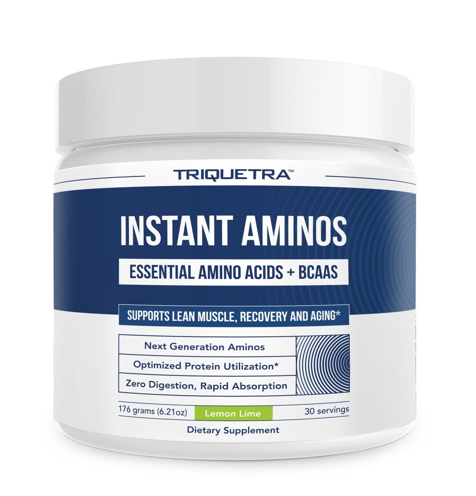 Instant Aminos - EAA+BCAA - 10 Essential Amino Acids Supplement, Rapid Absorption, Zero Digestion - Supports Lean Muscle, Recovery & Aging - 321% DIAAS Protein Score - Lemon Lime (30 Servings)