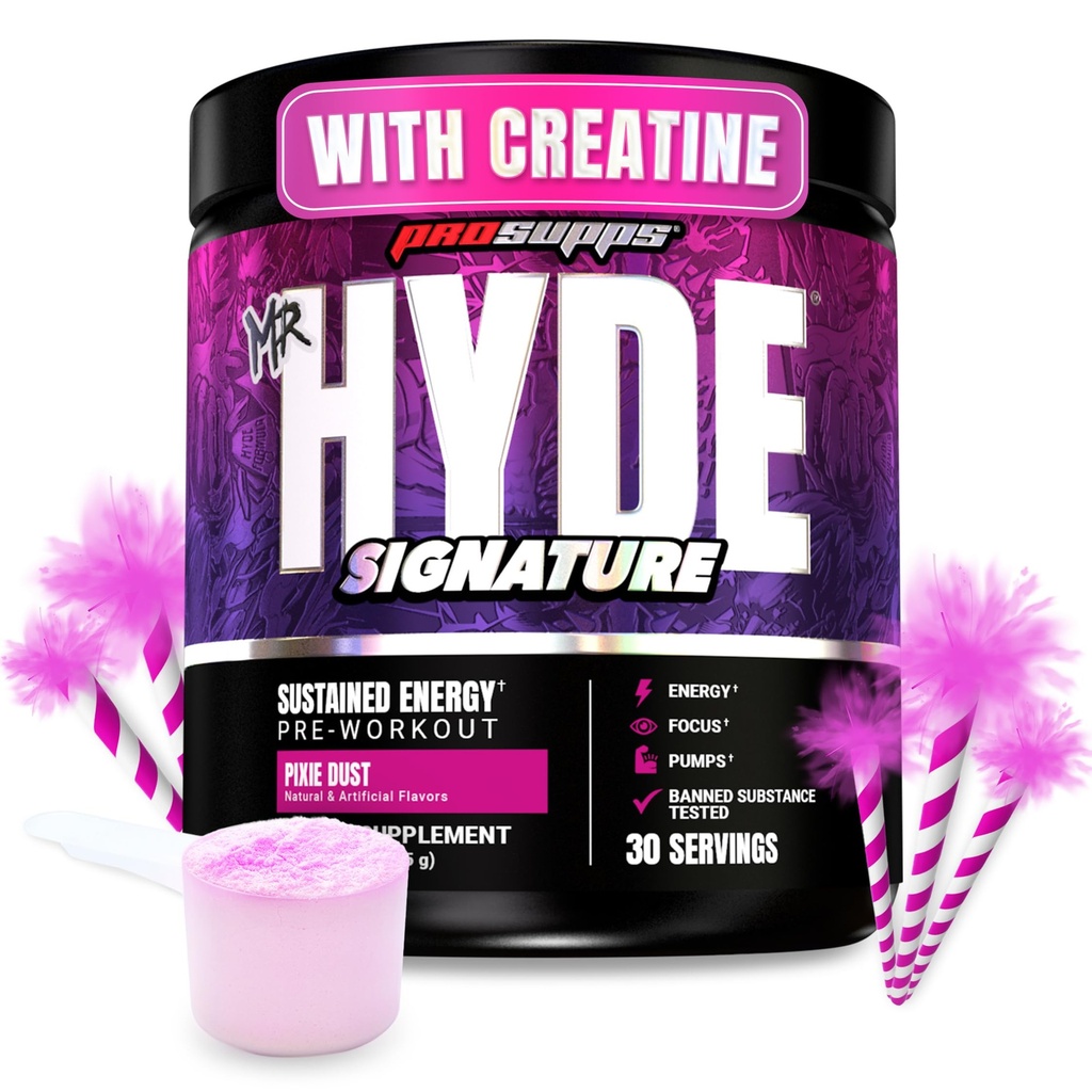 PROSUPPES M. Hyde Signature Poudre de pré-entraînement avec Créatine, Beta Alanine et Caféine - Performance, énergie et endurance - Suppléments de fitness et de gym pour hommes et femmes (Pixie Dust, 30 portions)