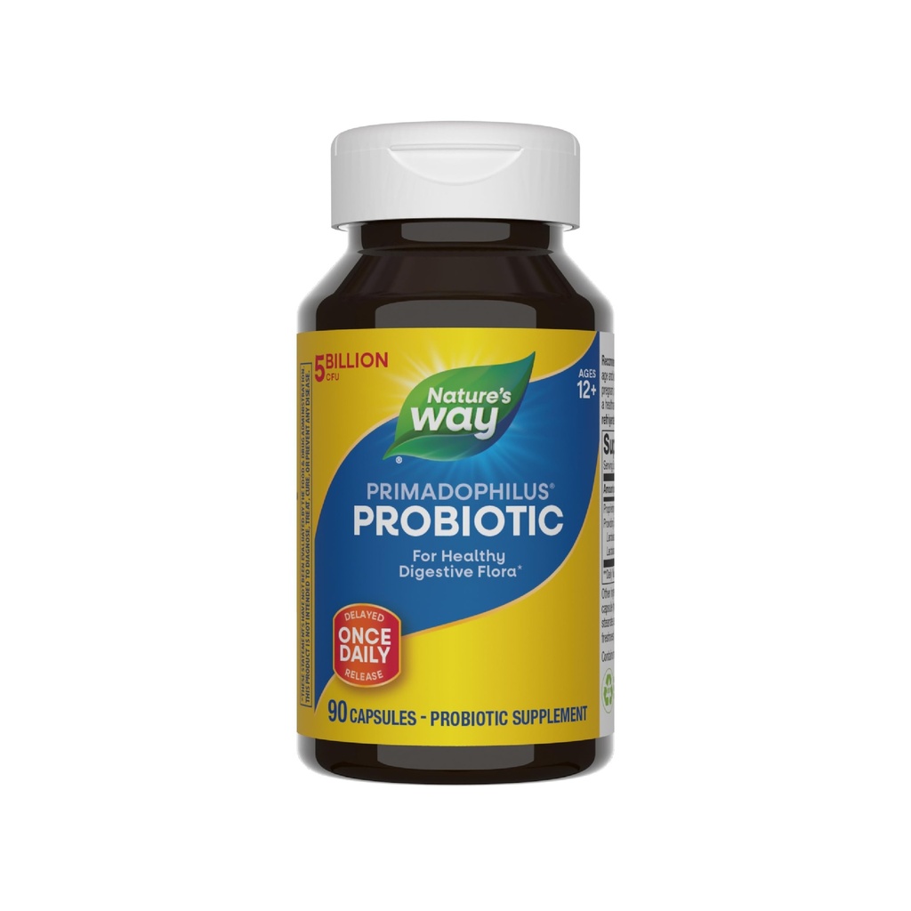 Nature's Way Primadophilus Probiotic, Healthy Digestive Flora*, 5 Billion CFU per Serving, Keep Refrigerated, 90 Capsules (Packaging May Vary)
