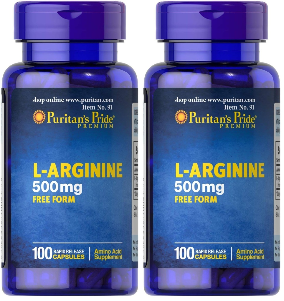 Pride de Puritan L-Arginine 500 mg, Soutien de santé cardiaque, 100 comtes (paquet de 2)