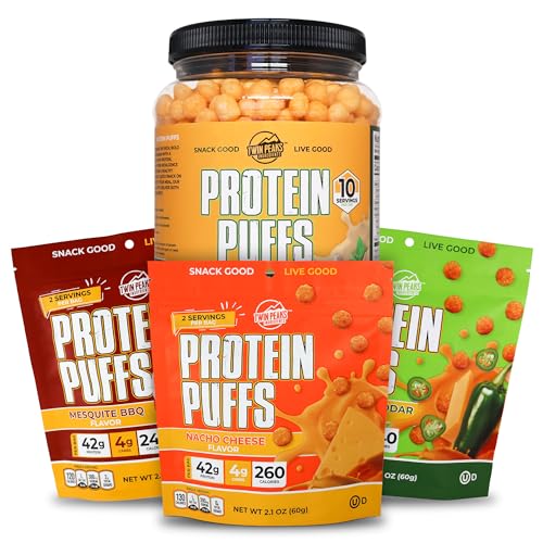 Twin Peaks Faible Carb, Puffs protéiniques amis des kétos, Parmesan à l'ail (300g, 21g de protéines, 2g de glucides) + Twin Peaks Ingrédients Faible Carb, Puffs protéiniques amis des kétos, (Paquet de variétés, 2.1 Ounce), 2 portions,