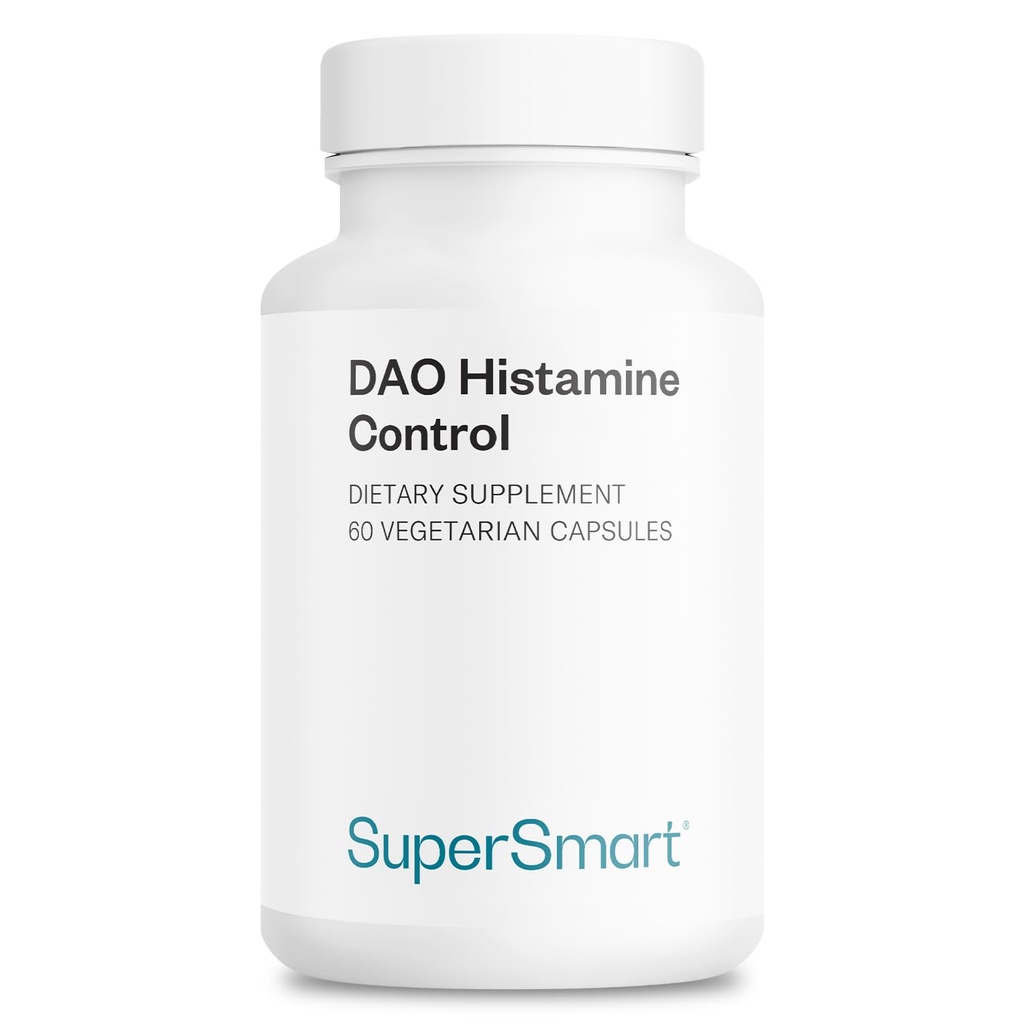 Supersmart DAO Histamine Control (High Potency) - Micro-encapsulation des germes de pois Enzyme DAO - Enhanced with Quercetin & Vitamine C - Diamine oxydase Supplement - Vegan - 60 Capsules végétariennes