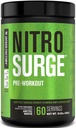 Supplément de pré-entraînement Jacked Factory NITROSURGE - Énergie sans fin, gains de force instantanés, accent clair, pompes intenses - NO Booster et puissant pré-entraînement Poudre d'énergie - 60 portions, blanc arctique