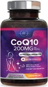 Coenzyme Q10 200mg par supplément de service - Absorption ultra élevée, antioxydant pour la santé cardiaque et le soutien de la production d'énergie - CoQ10 (Ubiquinone) Co Q 10 Supplément et vitamines 100mg Chaque - 120 Softgels