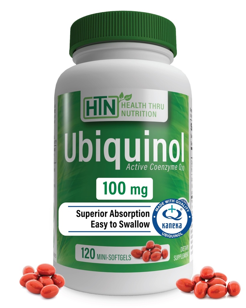 Santé Thru Nutrition Ubiquinol 100mg 120 mini softgels comme Kaneka QH réduit CoQ-10.