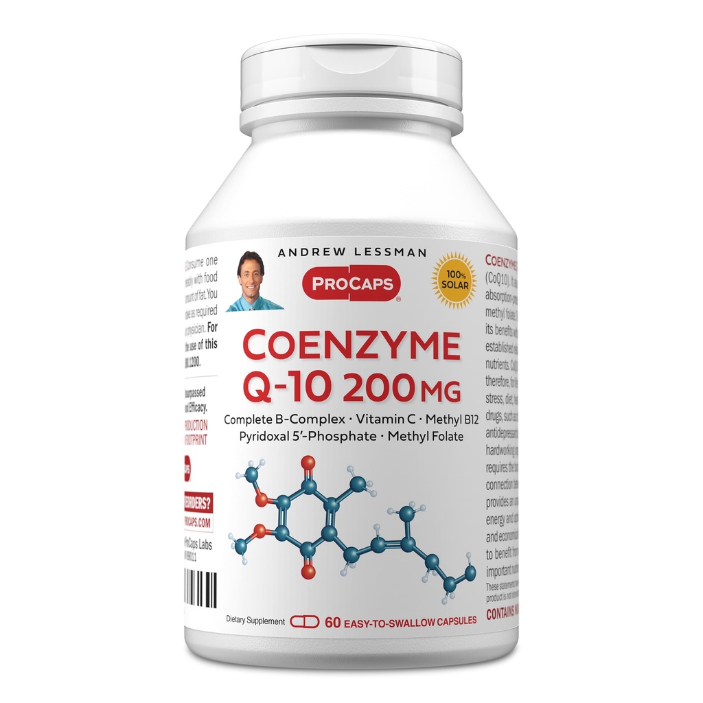 ANDREW LESSMAN Coenzyme Q-10 200 mg 60 Capsules - Essentiel pour la production d'énergie et la fonction de l'organe clé optimum, support anti-oxydant, appauvri par le vieillissement, plus complexe B. Capsules faciles à avaler