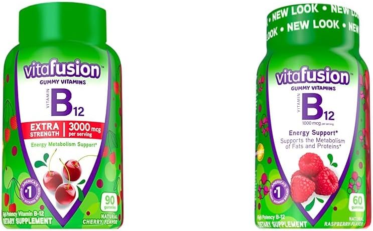 Vitafusion Vitamine B12 Vitamines gommy pour le métabolisme énergétique Soutien, cerise et framboises aromatisées, Amérique