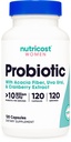 Nutricost Probiotique pour femmes 10 milliards CFU, 120 capsules - Complexe avec fibre d'acacia, Uva Ursi et extrait de canneberge, sans OGM et sans gluten