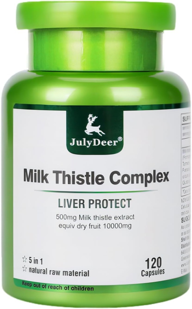 Milk Thistle 500 mg Silymarin Marianum Liver Support, Antioxidant Support, Detox, Liver Protection Capsules for Staying Up Late, Drinking and Hangover, Dull Skin