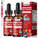 Creatine HCL gouttes liquides pour les hommes et les femmes, chlorhydrate de créatine avec L-Carnitine, L-Glutamine, BCAA, Vitamine B12 & B6 pour la croissance musculaire et la récupération-Vegan, mélange d'arôme de saveur de baie, 4 Fl Oz