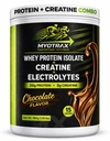 Poudre de protéines et de créatine Combo: Poudre de protéines Isolées de lactosérum avec de la créatine et des électrolytes – 20g de protéines, 3g de créatine monohydratée – sans sucre, sans kéto – chocolat – 15 portions