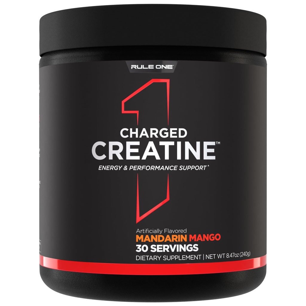 Règle 1 Protéines chargées de créatine - Supplément d'entraînement multi-fonctions avec créatine, électrolyte et mélanges d'énergie pour le support d'intensité, de performance et d'hydratation (30 portions, mandarine)