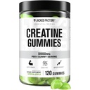 Gommies de créatine sans sucre Jacked Factory - 5g Dose quotidienne (1.25g par gommy) - Gommy sans sucre de créatine pour les hommes et les femmes, Vegan-friendly, Tiers-partie testé - 120 Gommies, pomme verte