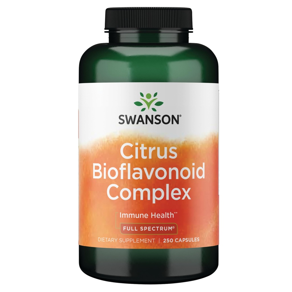 Complexe bioflavonoïde à spectre complet de Swanson - Aide l'absorption de vitamine C et favorise la santé immunitaire - Standardisé à 50 % Bioflavonoïdes orange amère - (250 capsules) 1 emballage