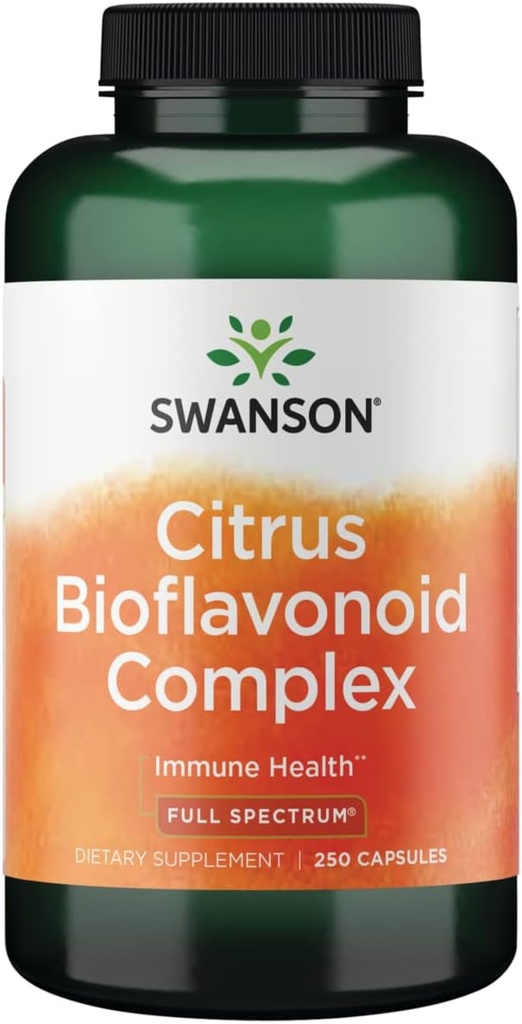 Complexe bioflavonoïde à spectre complet de Swanson - Aide l'absorption de vitamine C et favorise la santé immunitaire - Standardisé à 50 % Bioflavonoïdes orange amère - (250 capsules) 1 emballage
