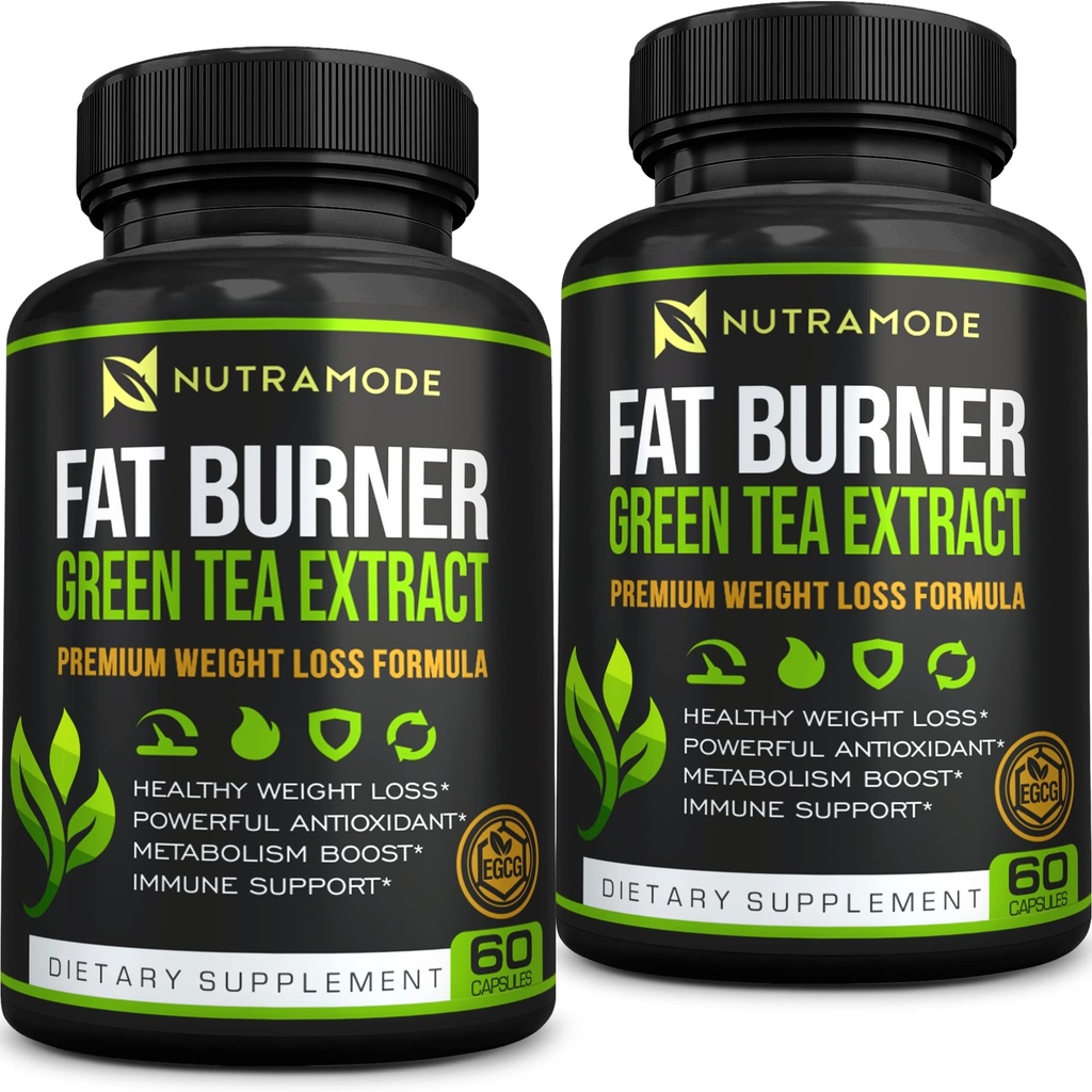 Premium Green Tea Extract Fat Burner Supplément EGCG-Natural Appetite Suppressant-Healthy Weight Loss Diet Pills qui fonctionnent rapidement pour les femmes et les hommes-Détox Métabolisme Booster pour brûler Belly Fat Fast-2 pack