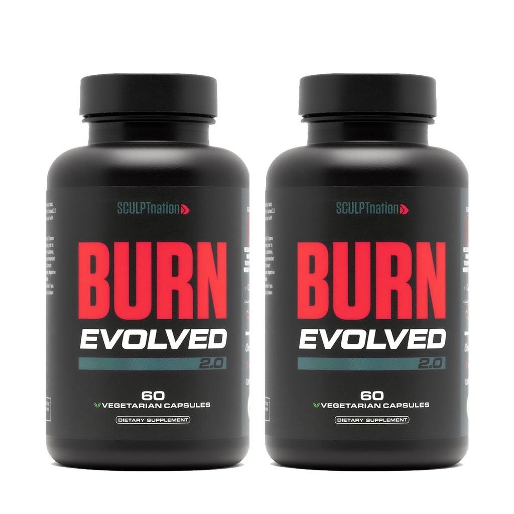 Sculpt Nation by V Shred Burn Day for Men - Booster de métabolisme avec Cayenne, Gymnema Leaf Extract et Alpinia Galanga Root Powder - 2-pack - 60 capsules