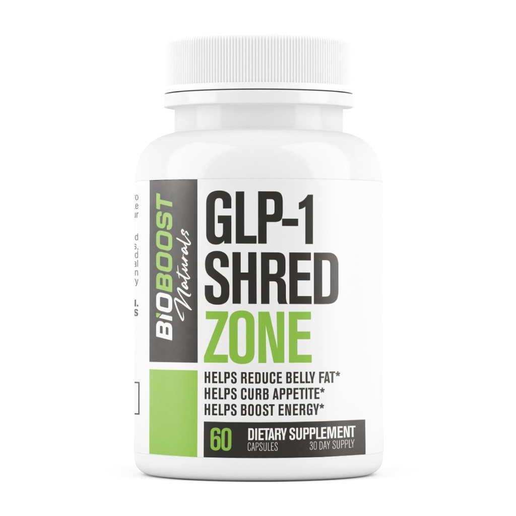 GLP-1 Shred Zone - Pilules de perte de poids pour les femmes et les hommes + Support anti-appétissant - Soutient des voies saines associées à l'activité GLP-1 - Supplément brûleur de graisse - 60 capsules