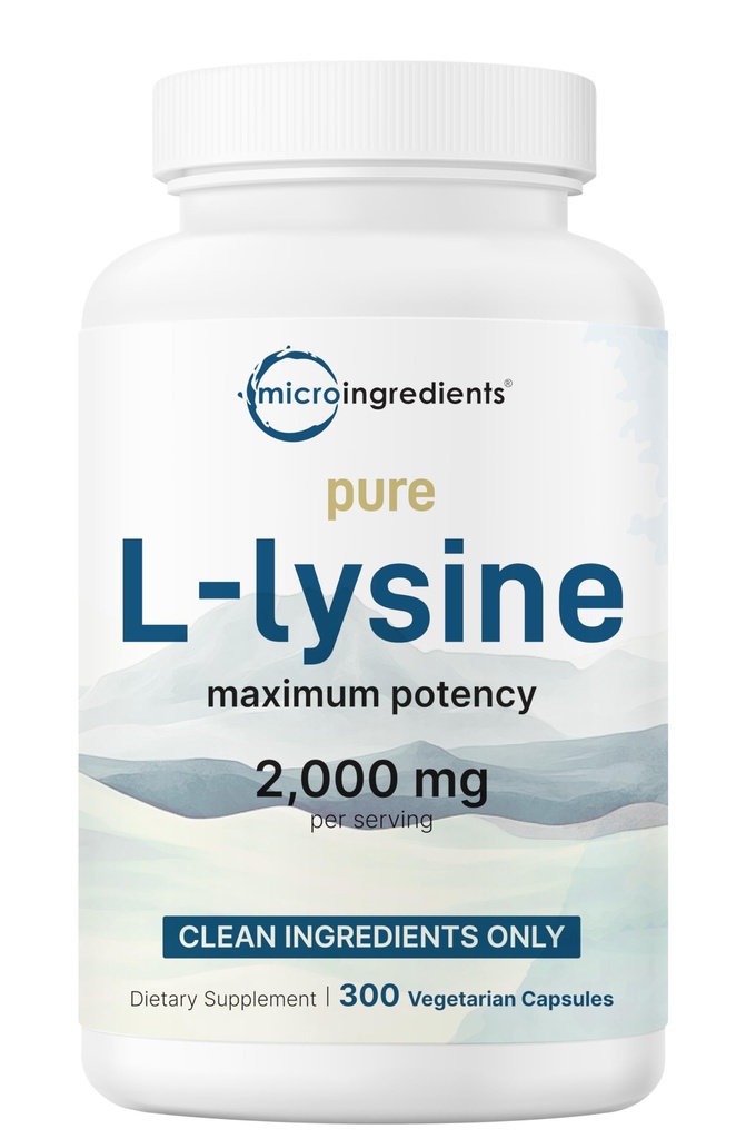 Pure L-Lysine 2000mg, 300 Capsules de Véggies, Potence Maximale, Facilement Absorbé, Forme Libre.