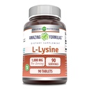 Formules étonnantes L-Lysine 1000mg Acid Comprimés Supplément de non-OGM (90 Nombre)