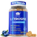 L Supplément de Focus Tyrosine Gummies 1100mg pour les adultes, Suppléments Cerveau pour la Mémoire et Focus, Gummies L-Tyrosine avec Ashwagandha, I-Theanine pour Calme et Mood - Vitamine B6 & B9 pour Energy-Vegan, 60ct