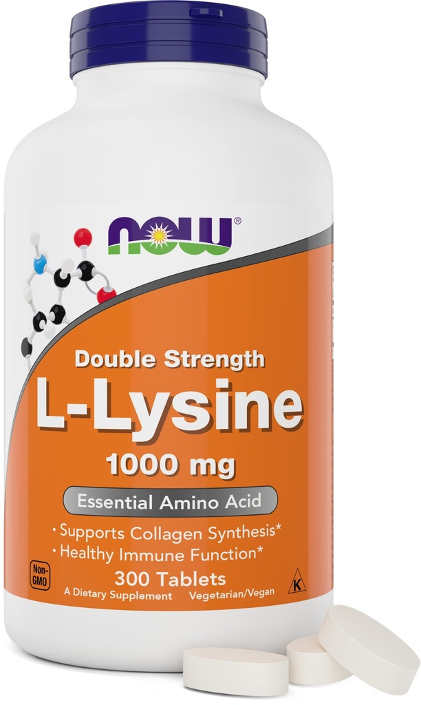 Alimentations L-Lysine 1000mg - Double résistance - 300 comprimés - Supplément Acide Amino non-OGM (chlorhydrate de Llysine)- 1000 mg Tabs - Végétalien/Végétarien