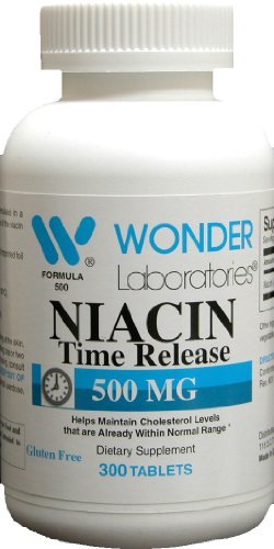 Wonder Laboratories High Potancy Sortie Niacin (Vitamine B3) 500 Mg 300 Comprimés Non-OGM, Supplément sans gluten