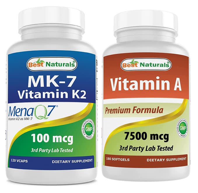 Meilleurs naturels MK-7 Vitamine K2 100 mcg et vitamine A 25000 UI