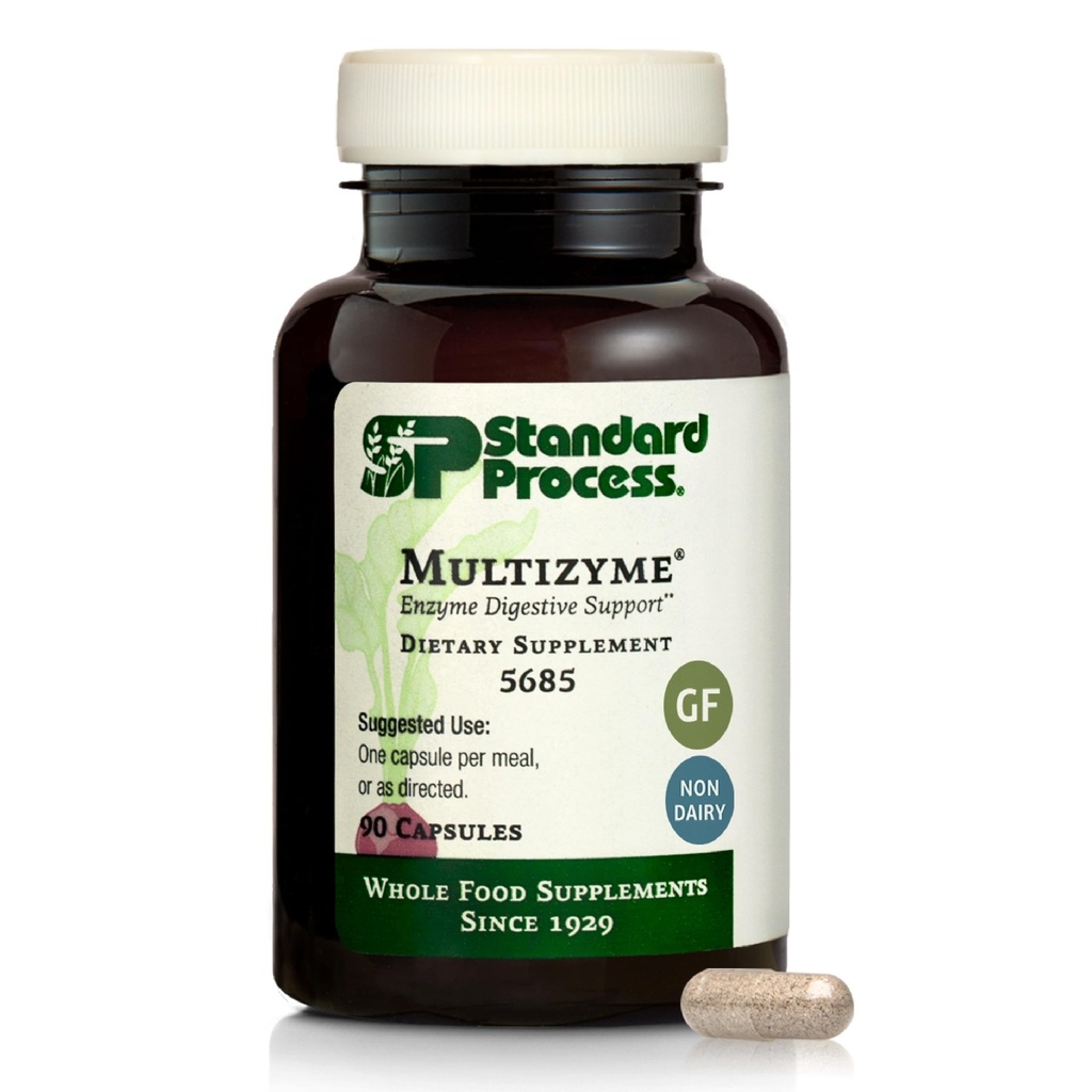 Multienzyme de procédé standard - Supplément enzymatique pancréatique pour soutenir la décomposition des protéines, des glucides et des graisses - Soutien digestif - Sans gluten, sans lait et sans soie - 90 capsules (90 portions)