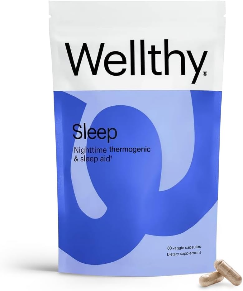Thermogénique de nuit Wellthy - Vitamine B6, Ashwagandha & Melatonine - Thermogénique de nuit pour les femmes - Thermogénique Belly - Suppléments naturels de perte de poids pour les femmes, 60ct