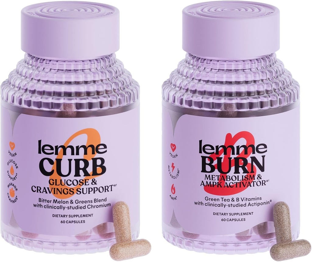Lemme Curb and Burn - Métabolisme, Cravates Soutien et gestion du poids avec le picolinate de chrome étudié cliniquement, Gynostemme, cannelle, Thé vert, Vitamine B6 & B12 - Sans gluten, 60 Compte Ea