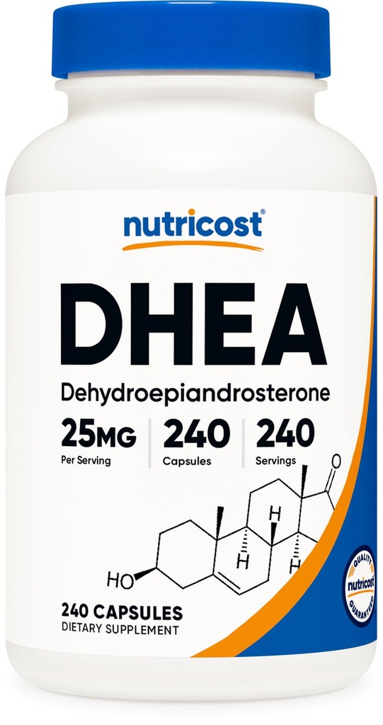 Nutricost DHEA 25mg, 240 capsules - Sans gluten, sans soja, sans OGM, supplément