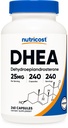 Nutricost DHEA 25mg, 240 capsules - Sans gluten, sans soja, sans OGM, supplément