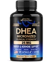 DHEA 25mg - Supplément micronisé DHEA pour les femmes et les hommes - Force prouvée cliniquement et biodisponible - Vieillissement en santé, équilibre hormonal et soutien du niveau d'énergie - Vegan & NON-GMO - Fabriqué aux États-Unis, 120 capsules
