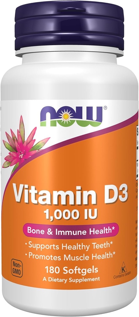 MAINTENANT aliments, vitamine D-3, haute puissance, 1000 UI, 180 softgels