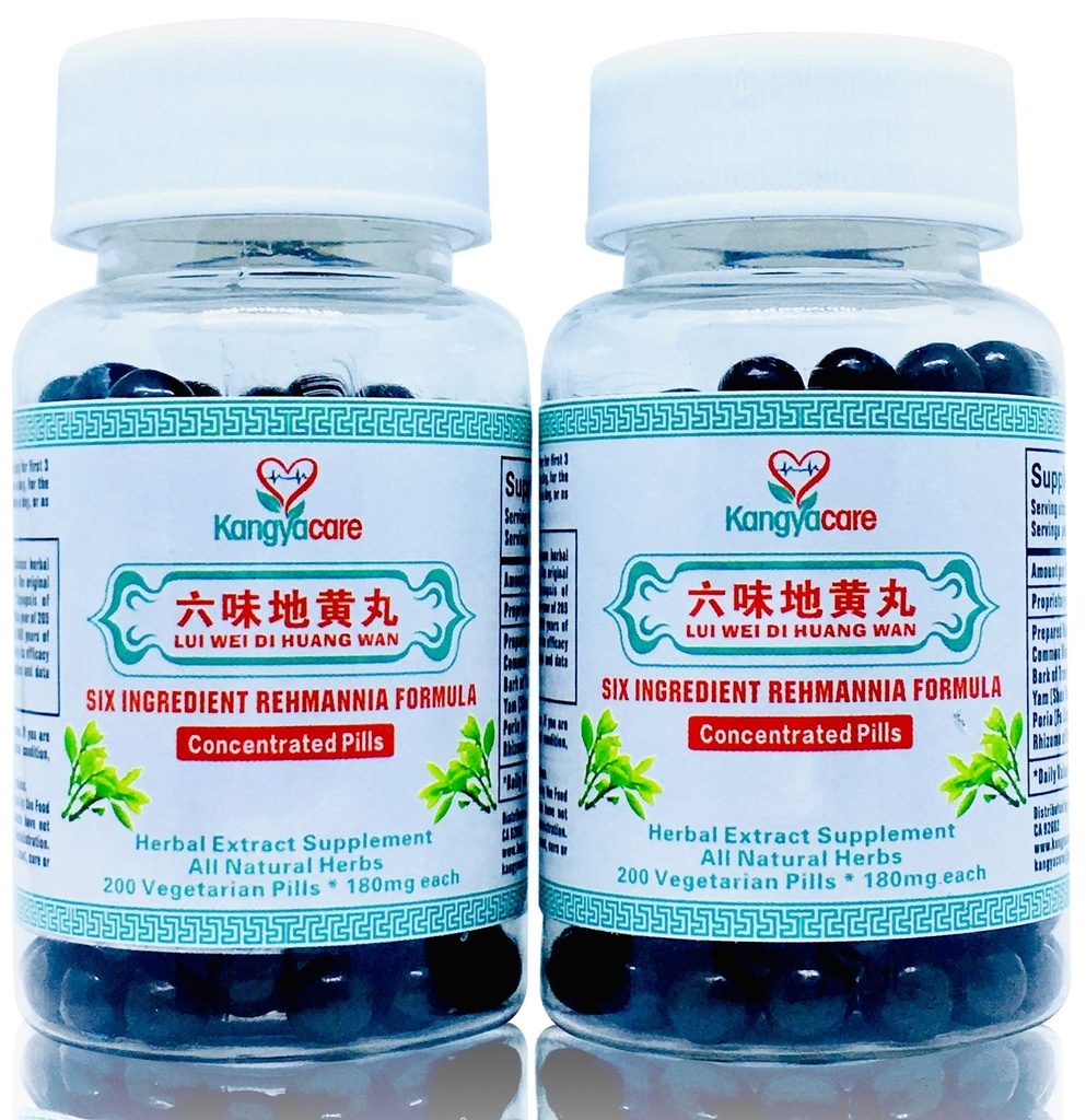 Liu Wei Di Huang Wan - Formule Six Ingredient Rehmannia -Energie & Immune Boost, Balances Hormones, Lipides & Pression artérielle -Support Cardiovasculaire -Tout naturel -400 Ct (2 bouteilles)