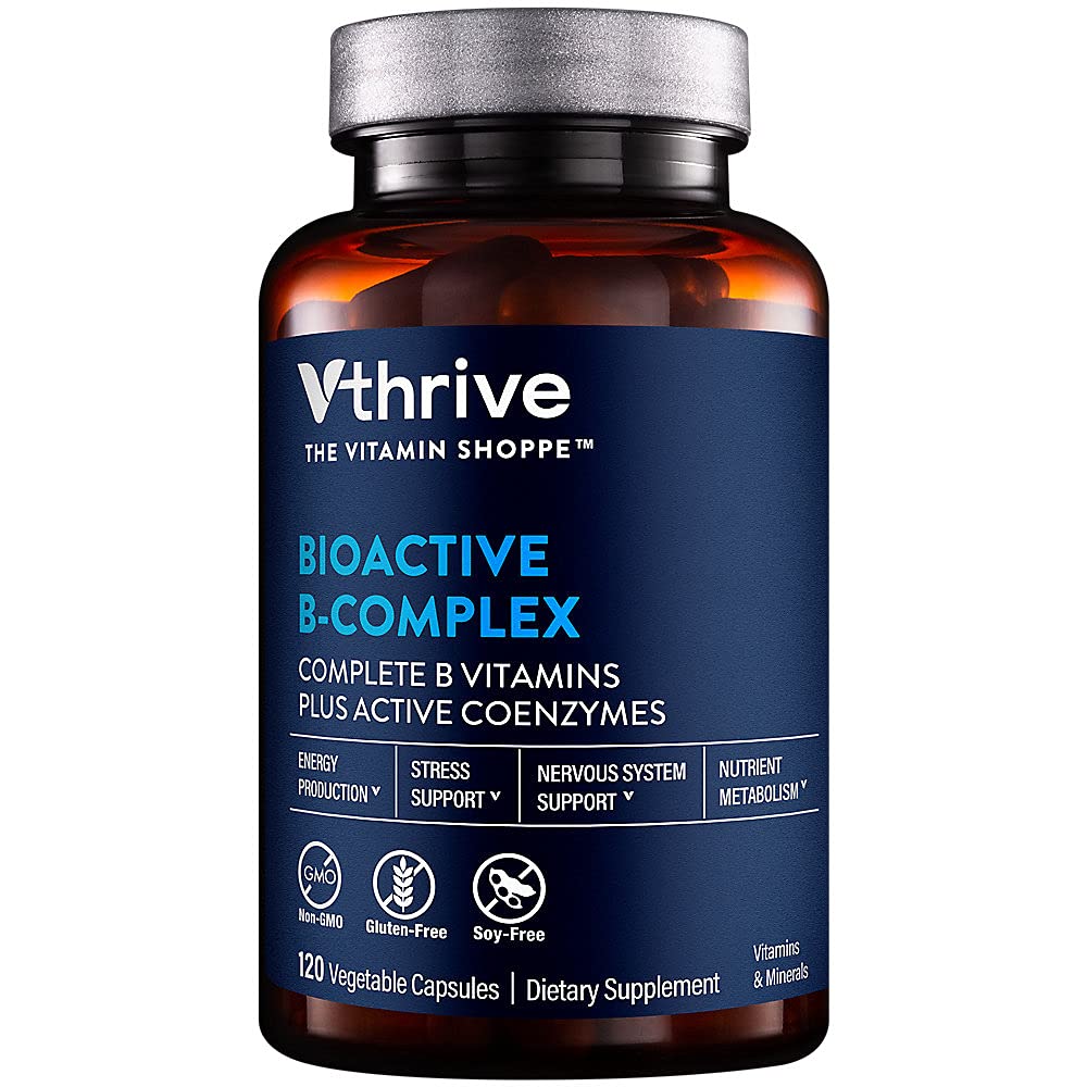 Vthrive Bioactive B-Complex - Vitamine B + Coenzymes actives pour la production d'énergie (120 capsules végétales)
