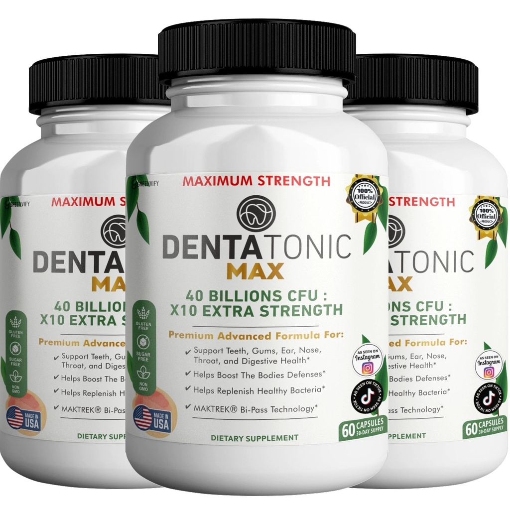 Denta Tonic Max Probiotique Supplément, 40 milliards CFU, 60 capsules, soutient la santé buccodentaire et digestive (3)