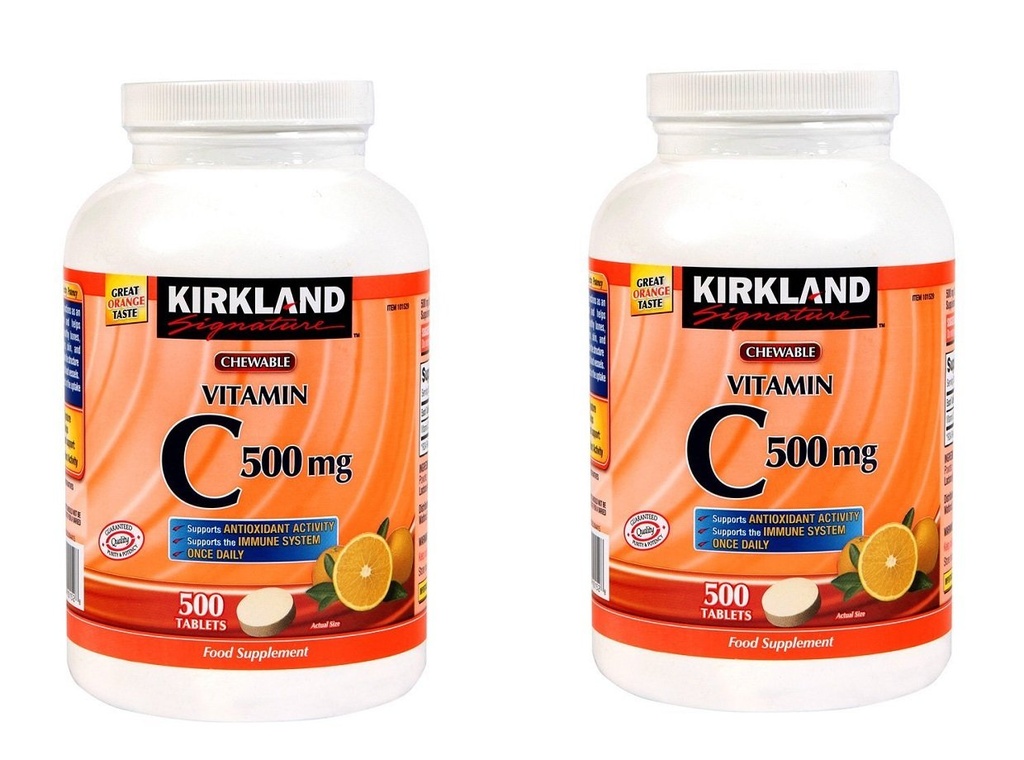 Kirkland Signature vitamine C 500mg 2-pack ou 1000 Tangy orange comprimés à croquer