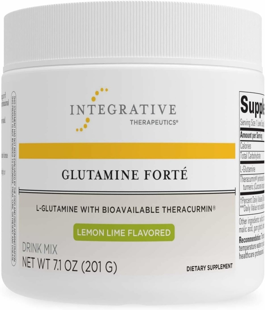 Thérapeutiques intégratives Glutamine Forté - Supplément de santé quotidienne* - Mélange de boissons de soutien pour les intestins* - Vegan, sans gluten et sans lait - Lime de citron aromatisée - 7,1 oz (30 portions)
