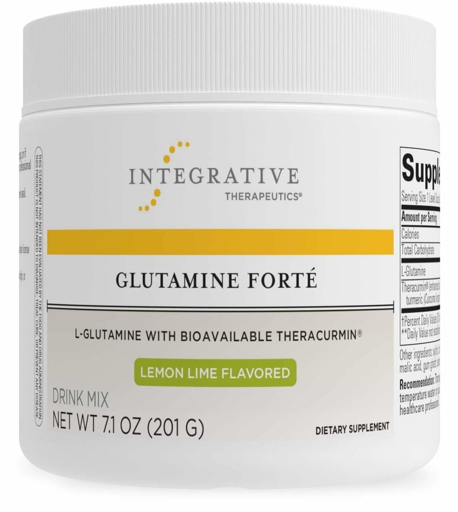 Thérapeutiques intégratives Glutamine Forté - Supplément de santé quotidienne* - Mélange de boissons de soutien pour les intestins* - Vegan, sans gluten et sans lait - Lime de citron aromatisée - 7,1 oz (30 portions)