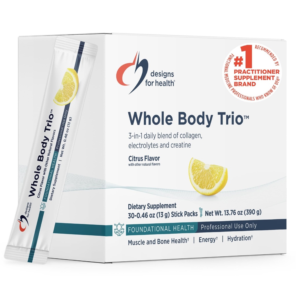 Conceptions pour la santé Trio du corps entier – Peptides de collagène bovin + Monohydrate de créatine + Mélange d'électrolytes pour la santé des os, l'énergie et l'hydratation – avec Magnésium et Potassium (30 Stick Packs)
