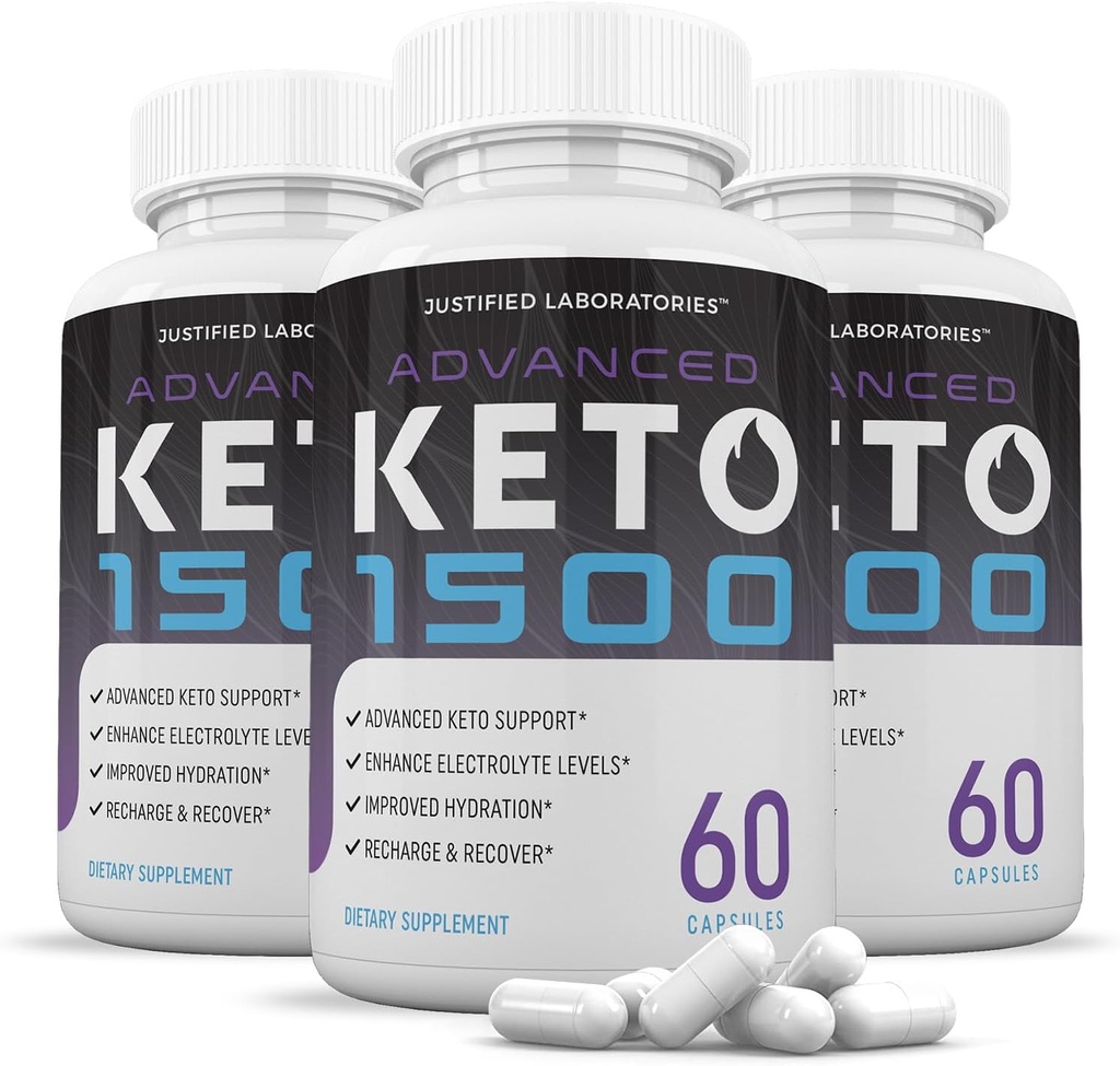(3 Pack) Avancé Keto 1500 Keto Pills 1275MG nouvelle et améliorée formule contient vinaigre de cidre de pomme extra vierge huile d'olive poudre verte thé feuille 180 Capsules