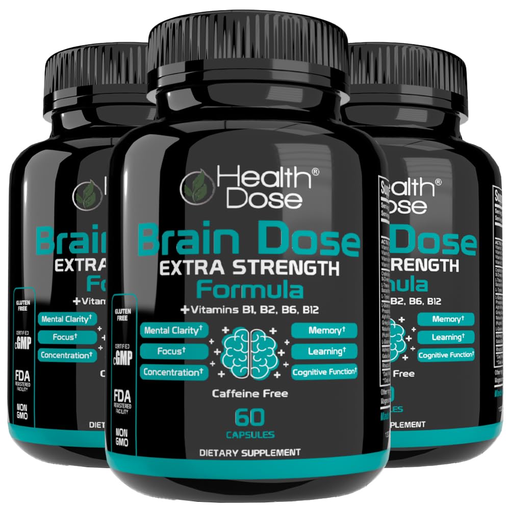 Formule de musculation supplémentaire sans caféine pour les hommes et les femmes - Soutient la santé cérébrale, le focus cognitif et le maintien de la mémoire, pack de 3.