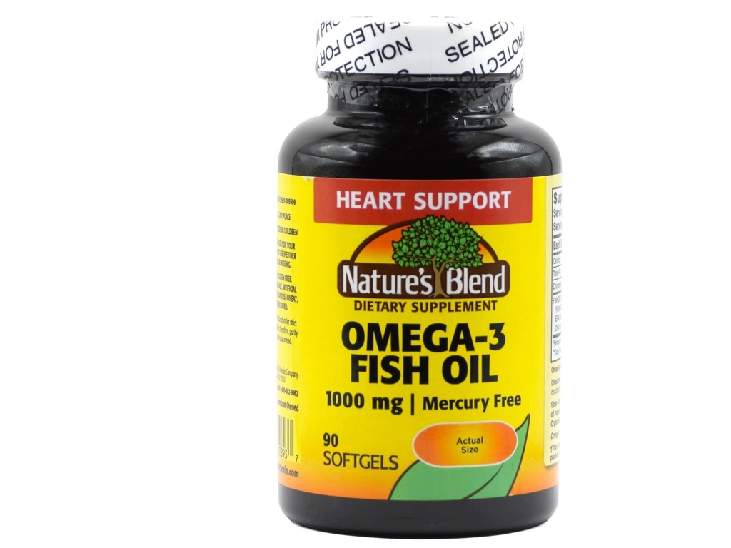 Natures Blend Omega-3 Huile de poisson, 1000 mg, 90 Softgels
