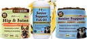 Natural Dog Company Ensemble de chiens seniors – Omega 3 Huile de poisson 16oz + Bien-être des aînés Chews 90ct + Hip & Joint Chews 90ct – Soutien des articulations, cerveau, coeur, yeux, peau et mobilité avec Omega-3s, Lion